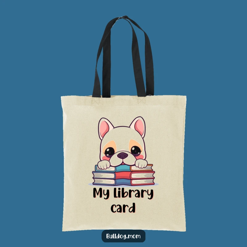 Funny Kawaii Bulldog Tote Bag - Cute Curious Book Pup Carryall for Gift