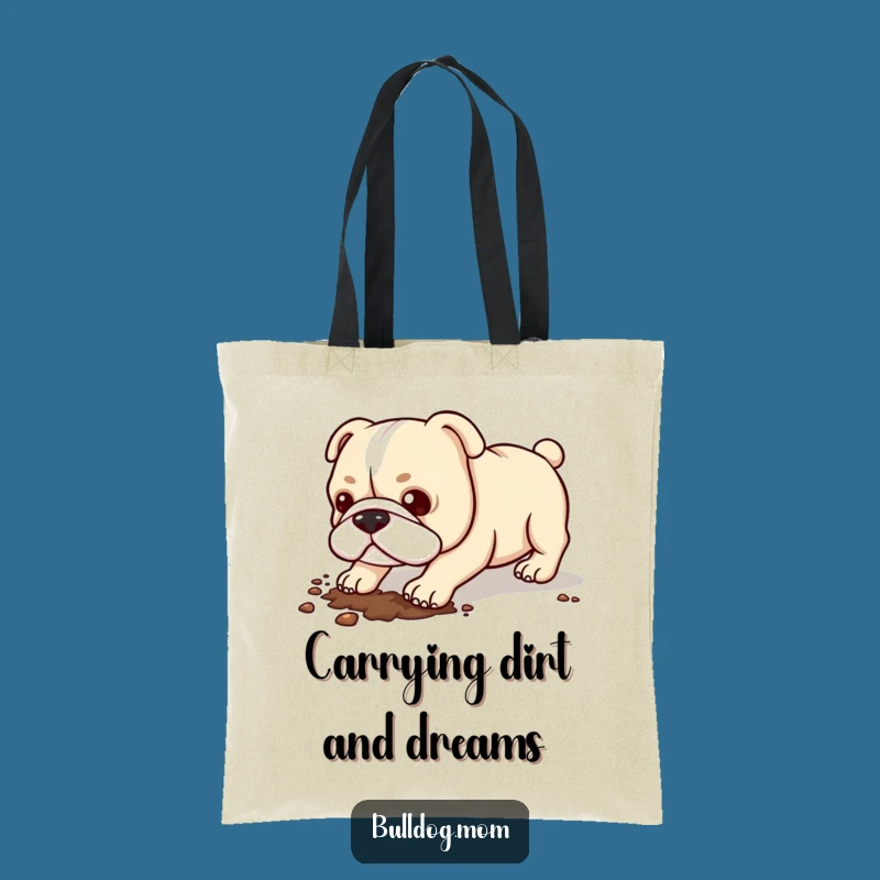 Funny Kawaii Bulldog Tote Bag: Digging Dog Carry-All