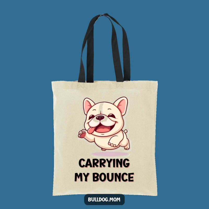 Funny Kawaii Bulldog Tote Bag: Joyful Clumsy Leap Carry-All
