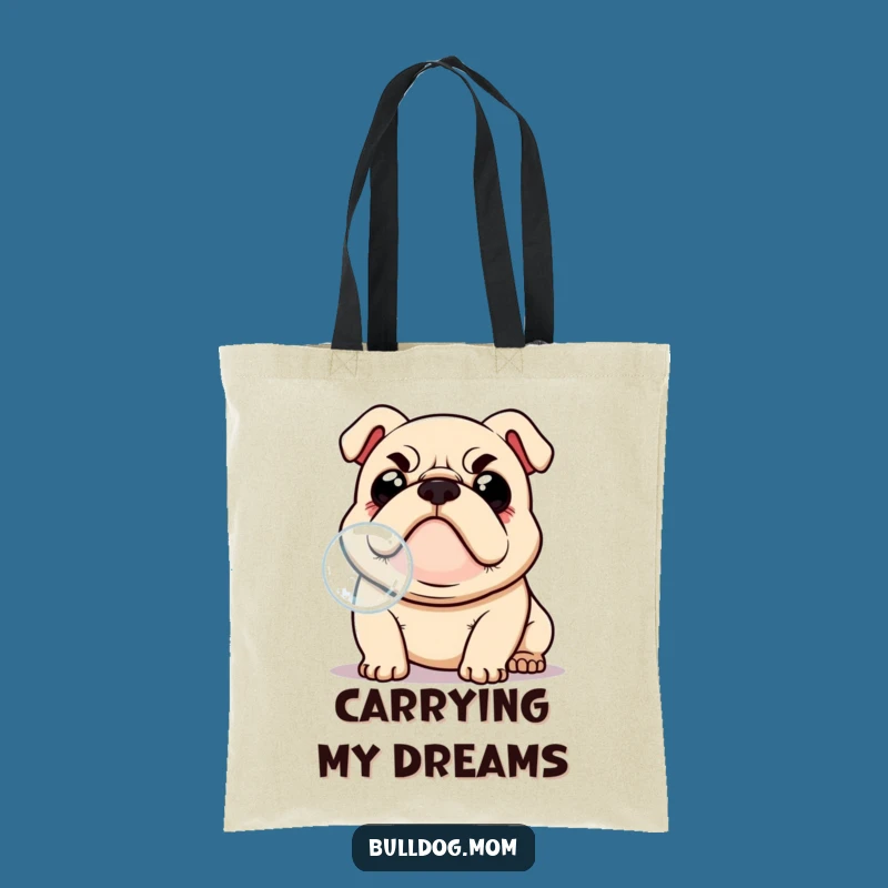 Funny Kawaii Bulldog Tote Bag, Stylish & Humorous Bubble Hunter Accessory