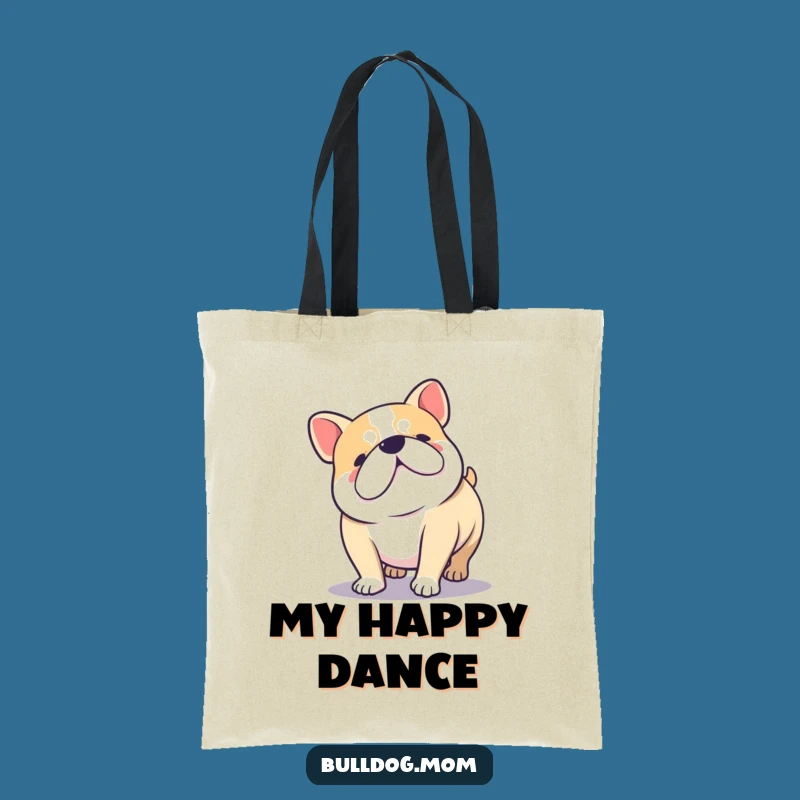 Funny Kawaii Bulldog Wiggle Tote Bag - Happy Chubby Dog Carryall Gift