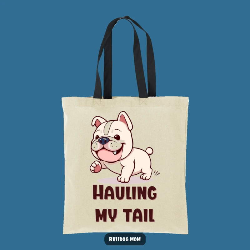 Funny Kawaii Bulldog Tote Bag: Determined Tail Chasing Carry-All