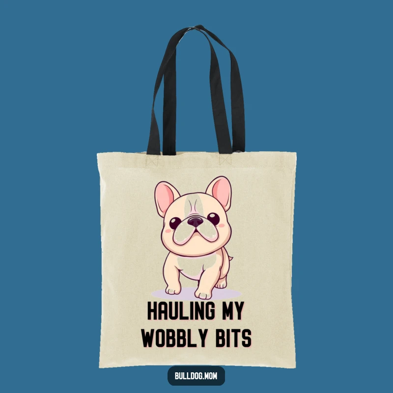 Funny Kawaii Bulldog Wobble Tote Bag: Hilarious Gift for Everyday Errands!