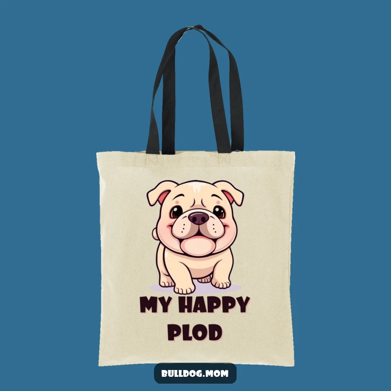 Funny Kawaii Bulldog Tote Bag: Happy Plodder, Stylish & Humorous Gift