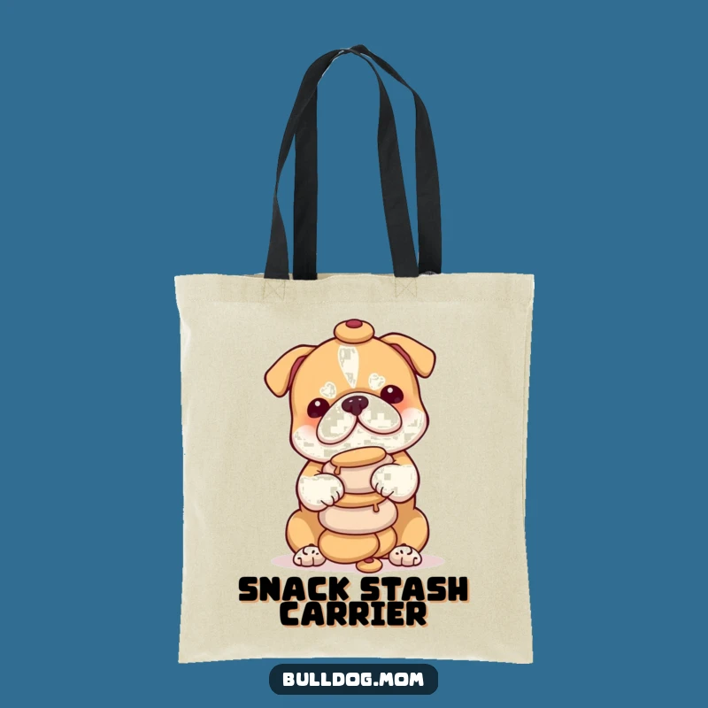 Funny Bulldog Treat Tower Tote Bag - Cute Pup Balancing Snacks, Carry-All Gift!