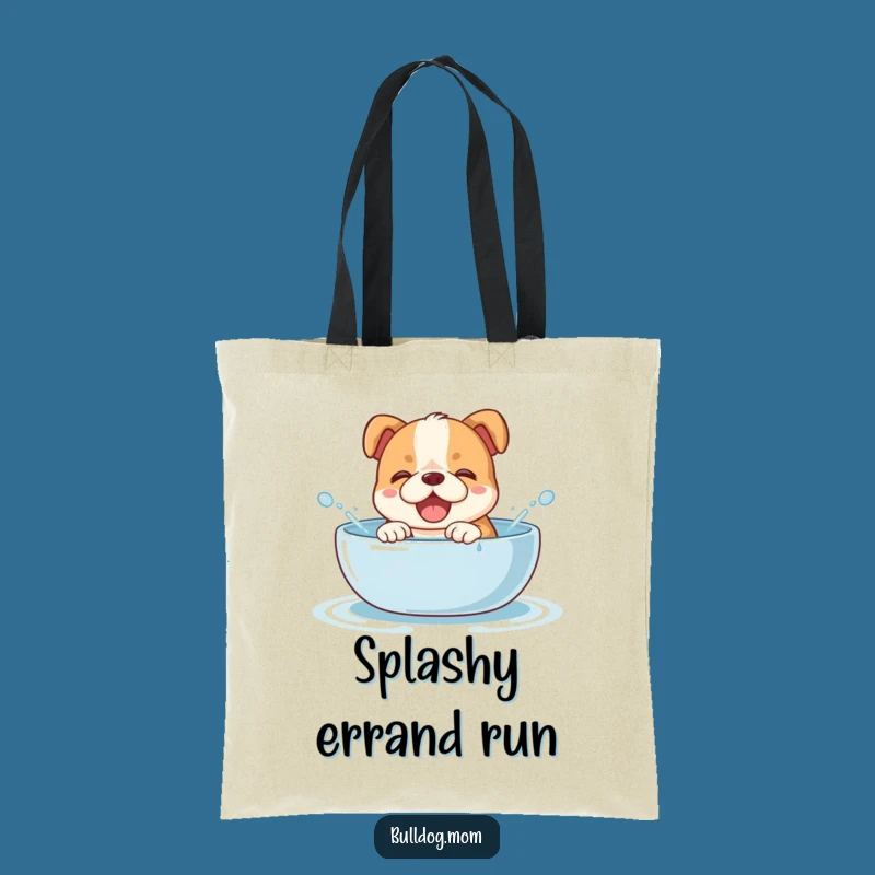 Funny Splashy Bulldog Cub Tote Bag - Giggling Pup Water Play, Carry-All Gift!